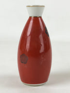 Japanese Sake Bottle Porcelain Tokkuri Vtg Solid Red Ume Plum Blossom TS607