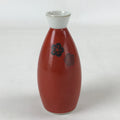 Japanese Sake Bottle Porcelain Tokkuri Vtg Solid Red Ume Plum Blossom TS608