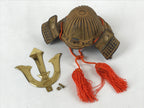 Japanese Samurai Helmet Kabuto Vtg Boy's Festival Armor Decoration Gold Brown ID