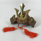 Japanese Samurai Helmet Kabuto Vtg Boy's Festival Armor Decoration Gold Brown ID