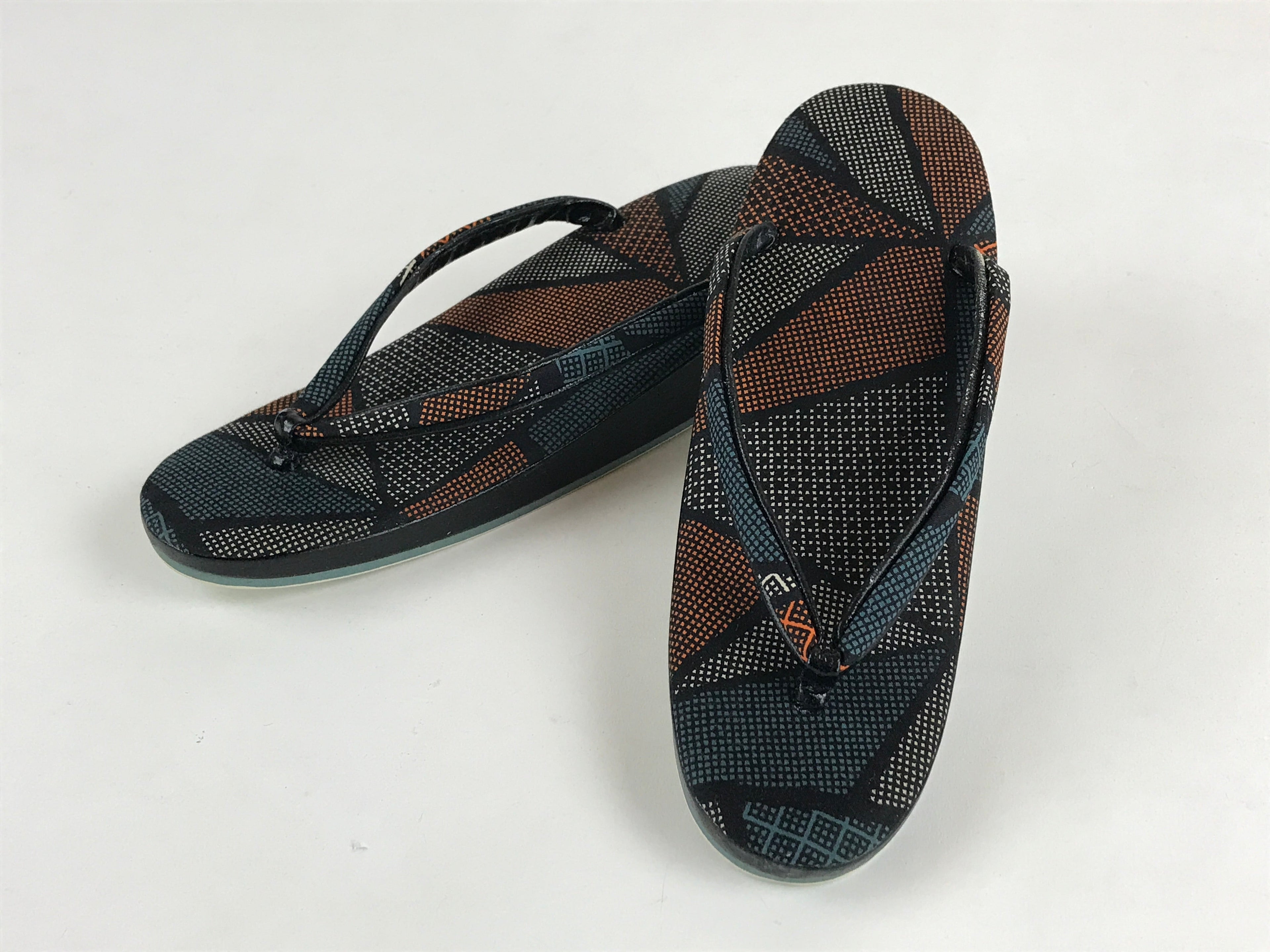 Japanese Sandals Zori Kimono Accessory Vtg Traditonal Footwear Women Black JK500