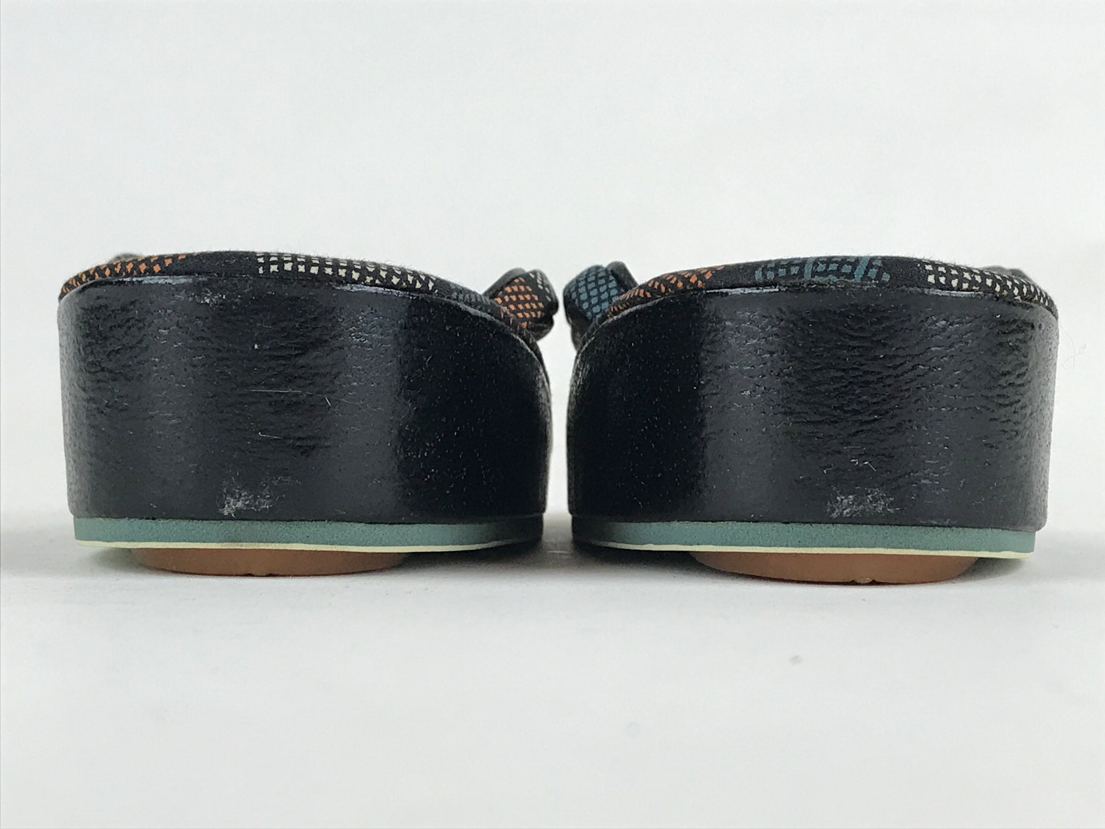 Japanese Sandals Zori Kimono Accessory Vtg Traditonal Footwear Women Black JK500
