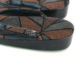 Japanese Sandals Zori Kimono Accessory Vtg Traditonal Footwear Women Black JK500