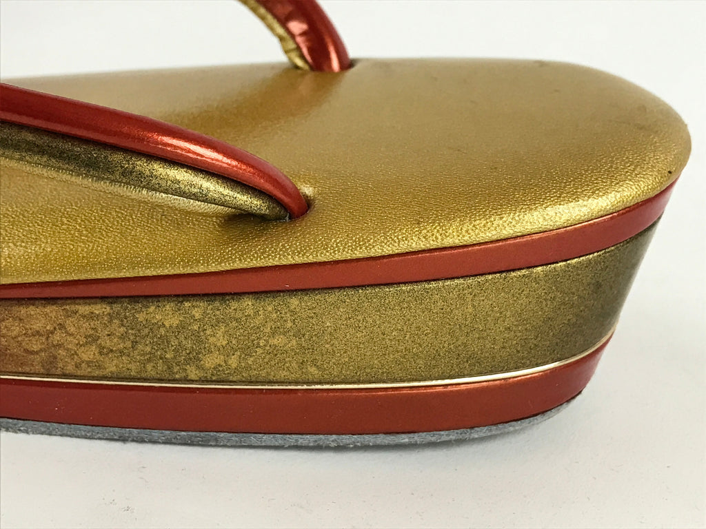 Japanese Sandals Zori Kimono Accessory Vtg Traditonal Footwear Women Gold JK499
