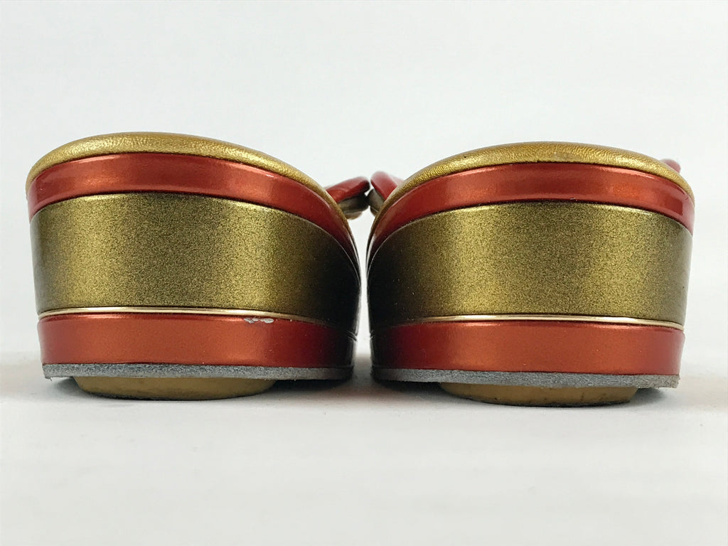 Japanese Sandals Zori Kimono Accessory Vtg Traditonal Footwear Women Gold JK499