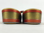 Japanese Sandals Zori Kimono Accessory Vtg Traditonal Footwear Women Gold JK499