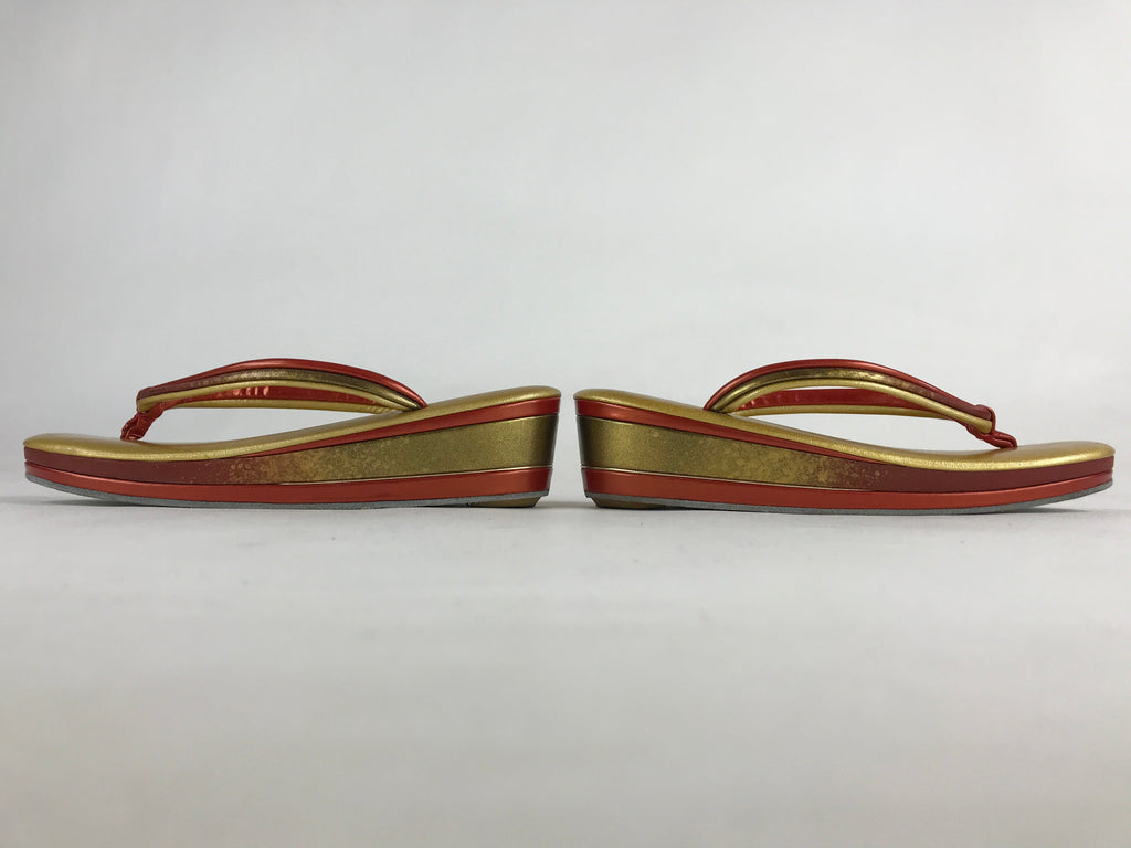 Japanese Sandals Zori Kimono Accessory Vtg Traditonal Footwear Women Gold JK499