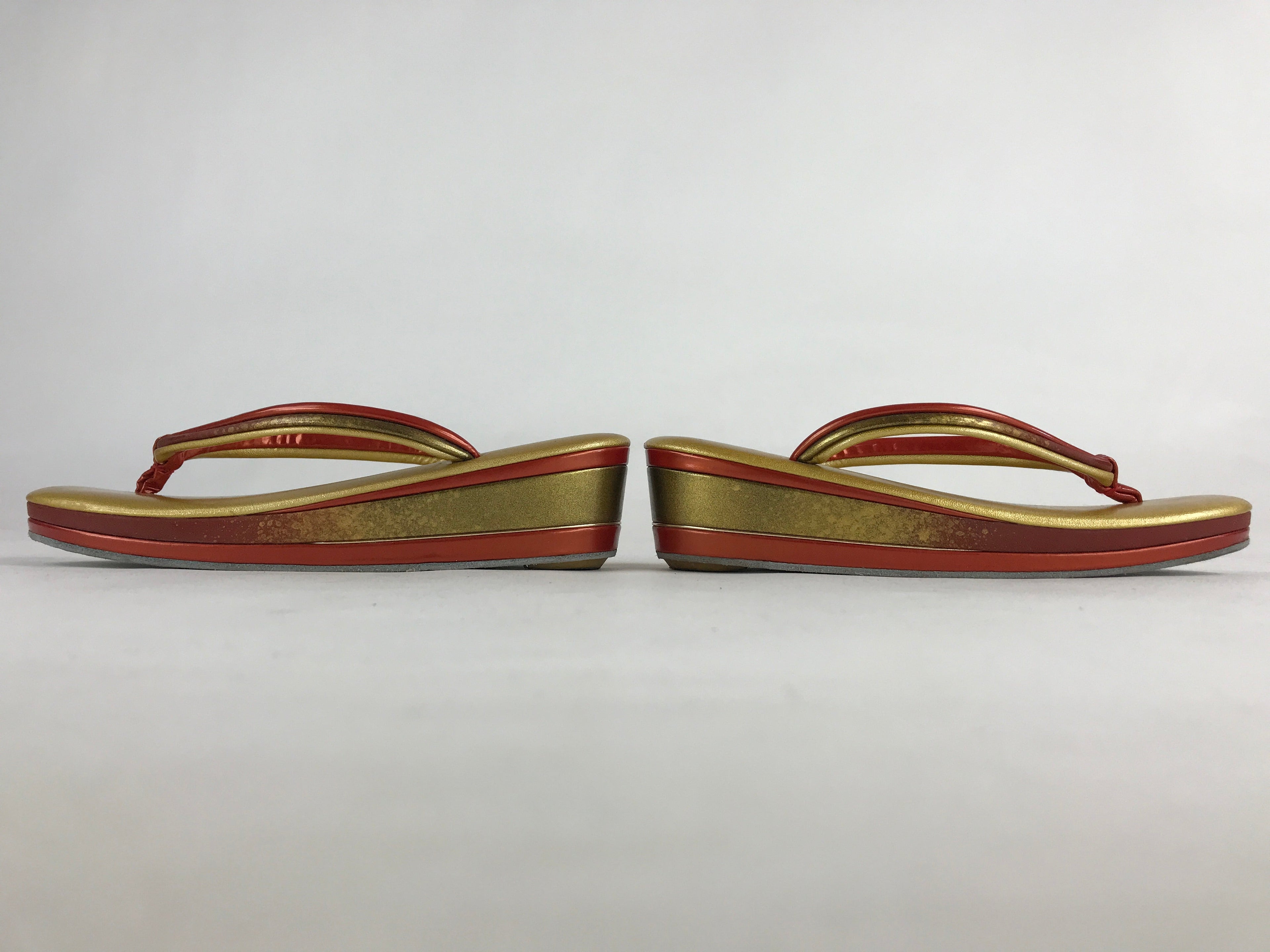 Japanese Sandals Zori Kimono Accessory Vtg Traditonal Footwear Women Gold JK499
