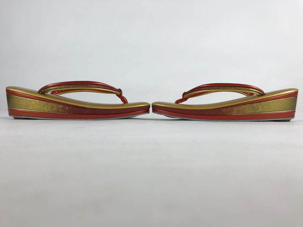 Japanese Sandals Zori Kimono Accessory Vtg Traditonal Footwear Women Gold JK499