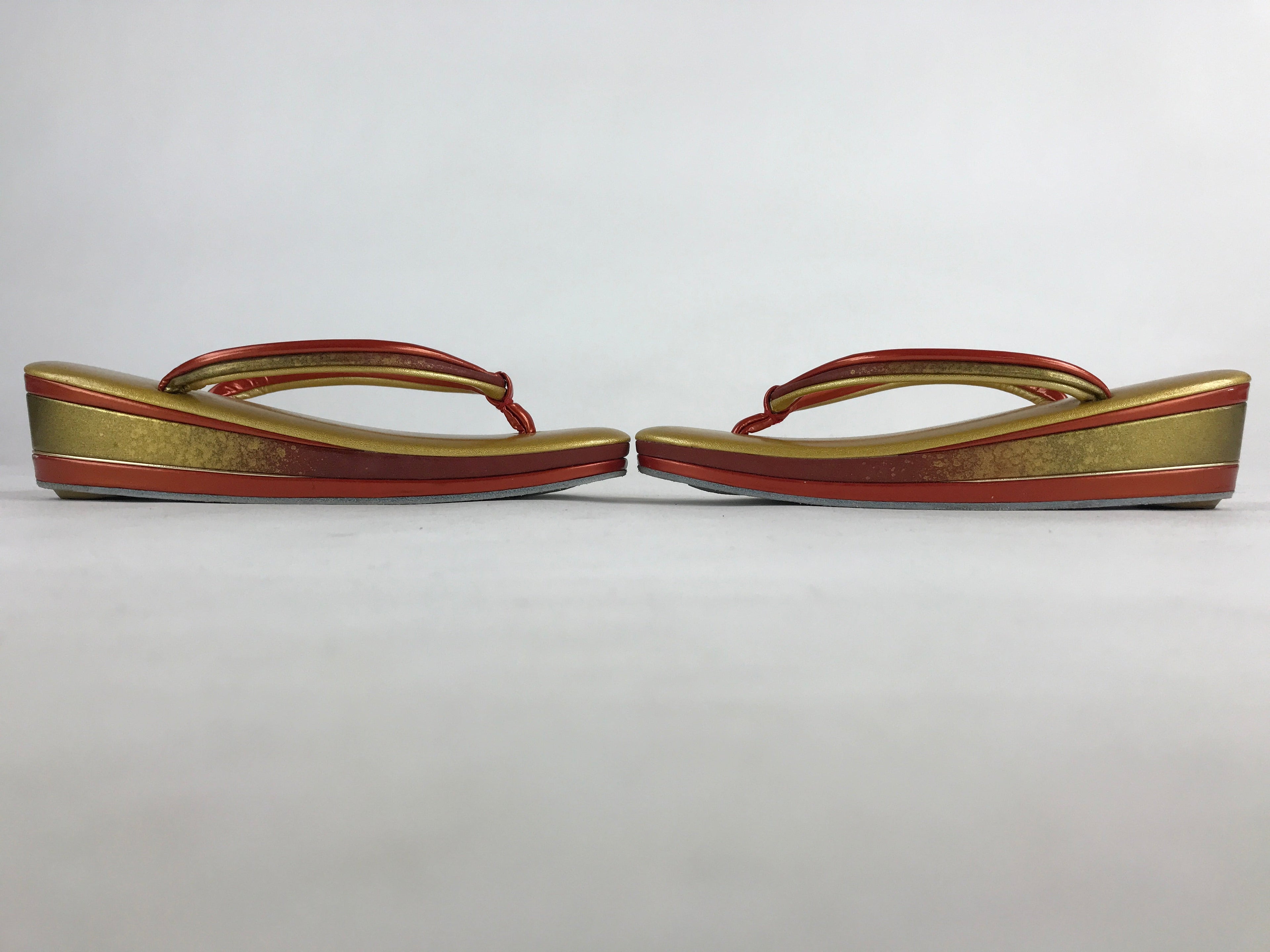 Japanese Sandals Zori Kimono Accessory Vtg Traditonal Footwear Women Gold JK499