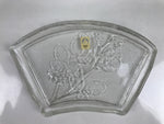 Japanese Sasaki Crystal Glass Sashimi Plate Kozara Vtg Fan Shape Plant Clear Y79