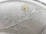 Japanese Sasaki Crystal Glass Sashimi Plate Kozara Vtg Fan Shape Plant Clear Y79