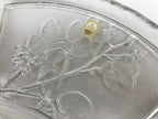 Japanese Sasaki Crystal Glass Sashimi Plate Kozara Vtg Fan Shape Plant Clear Y80