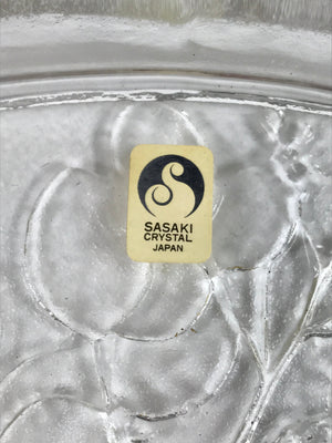 Japanese Sasaki Crystal Glass Sashimi Plate Kozara Vtg Fan Shape Plant Clear Y80