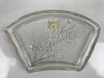 Japanese Sasaki Crystal Glass Sashimi Plate Kozara Vtg Fan Shape Plant Clear Y80