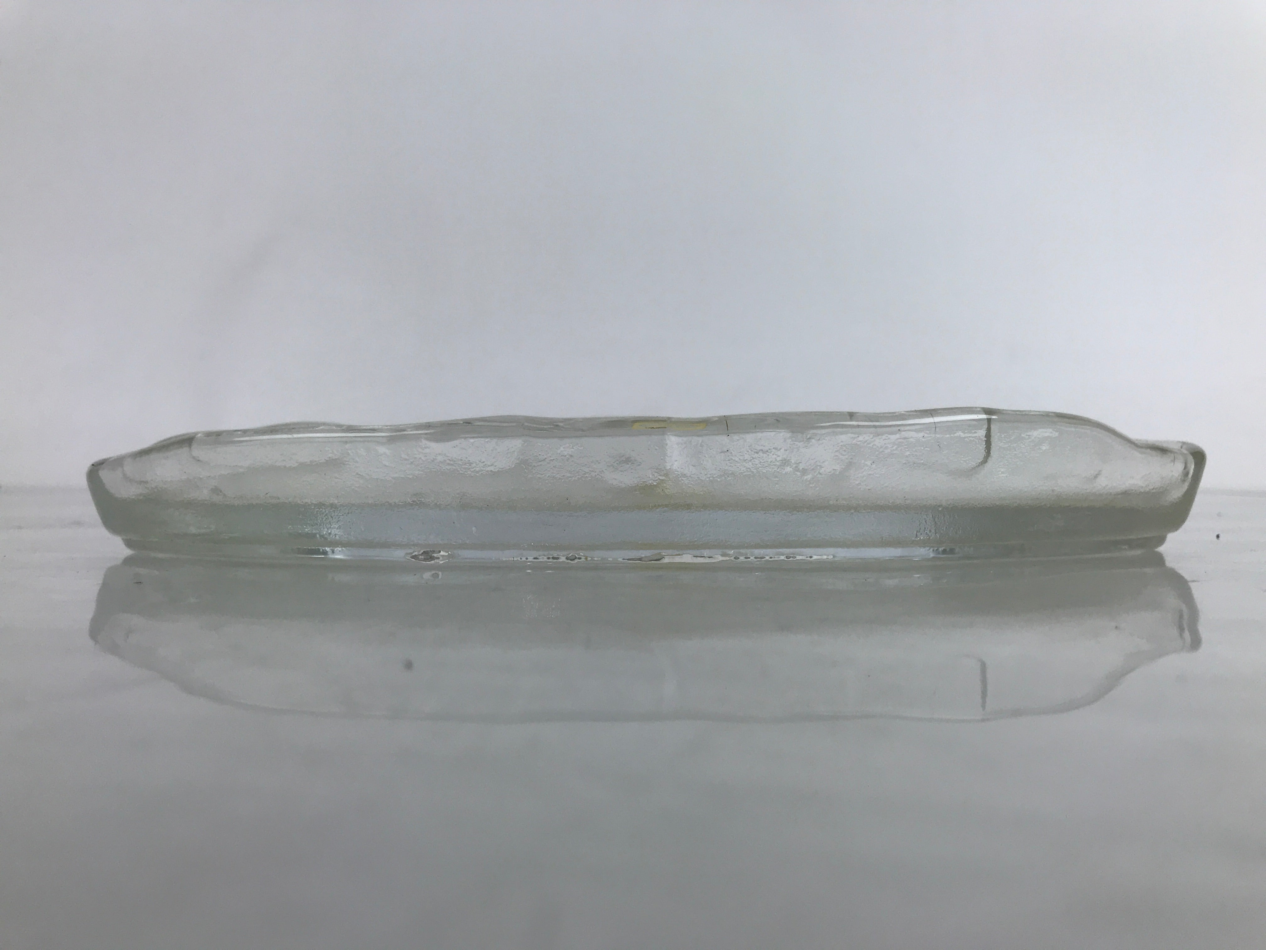 Japanese Sasaki Crystal Glass Sashimi Plate Kozara Vtg Fan Shape Plant Clear Y80