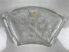 Japanese Sasaki Crystal Glass Sashimi Plate Kozara Vtg Fan Shape Plant Clear Y81