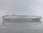 Japanese Sasaki Crystal Glass Sashimi Plate Kozara Vtg Fan Shape Plant Clear Y81