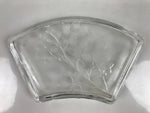 Japanese Sasaki Crystal Glass Sashimi Plate Kozara Vtg Fan Shape Plant Clear Y82