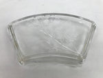 Japanese Sasaki Crystal Glass Sashimi Plate Kozara Vtg Fan Shape Plant Clear Y82