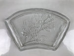 Japanese Sasaki Crystal Glass Sashimi Plate Kozara Vtg Fan Shape Plant Clear Y83