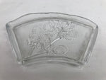 Japanese Sasaki Crystal Glass Sashimi Plate Kozara Vtg Fan Shape Plant Clear Y83