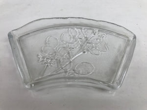 Japanese Sasaki Crystal Glass Sashimi Plate Kozara Vtg Fan Shape Plant Clear Y83