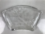 Japanese Sasaki Crystal Glass Sashimi Plate Kozara Vtg Fan Shape Plant Clear Y83