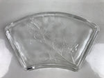 Japanese Sasaki Crystal Glass Sashimi Plate Kozara Vtg Fan Shape Plant Clear Y83