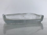 Japanese Sasaki Crystal Glass Sashimi Plate Kozara Vtg Fan Shape Plant Clear Y83