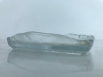 Japanese Sasaki Crystal Glass Sashimi Plate Kozara Vtg Fan Shape Plant Clear Y83