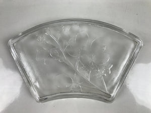 Japanese Sasaki Crystal Glass Sashimi Plate Kozara Vtg Fan Shape Plant Clear Y84