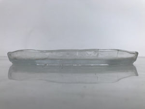 Japanese Sasaki Crystal Glass Sashimi Plate Kozara Vtg Fan Shape Plant Clear Y84