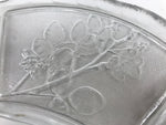 Japanese Sasaki Crystal Glass Sashimi Plate Kozara Vtg Fan Shape Plant Clear Y85