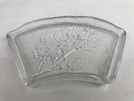 Japanese Sasaki Crystal Glass Sashimi Plate Kozara Vtg Fan Shape Plant Clear Y85