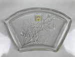 Japanese Sasaki Crystal Glass Sashimi Plate Kozara Vtg Fan Shape Plant Clear Y86