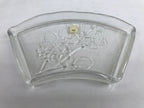 Japanese Sasaki Crystal Glass Sashimi Plate Kozara Vtg Fan Shape Plant Clear Y86