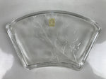 Japanese Sasaki Crystal Glass Sashimi Plate Kozara Vtg Fan Shape Plant Clear Y86