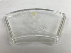 Japanese Sasaki Crystal Glass Sashimi Plate Kozara Vtg Fan Shape Plant Clear Y86
