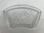 Japanese Sasaki Crystal Glass Sashimi Plate Kozara Vtg Fan Shape Plant Clear Y87