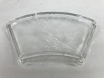 Japanese Sasaki Crystal Glass Sashimi Plate Kozara Vtg Fan Shape Plant Clear Y87