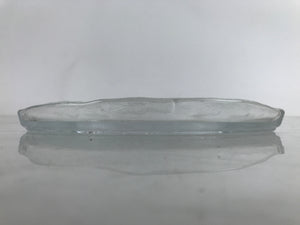 Japanese Sasaki Crystal Glass Sashimi Plate Kozara Vtg Fan Shape Plant Clear Y87