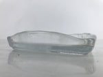 Japanese Sasaki Crystal Glass Sashimi Plate Kozara Vtg Fan Shape Plant Clear Y87