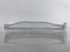 Japanese Sasaki Crystal Glass Sashimi Plate Kozara Vtg Fan Shape Plant Clear Y88