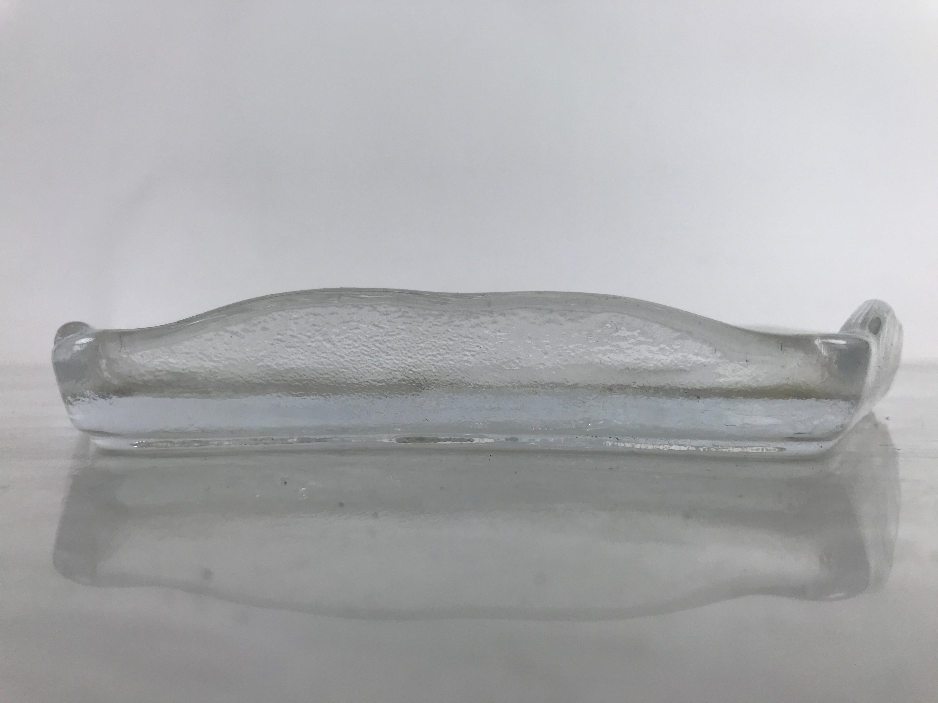 Japanese Sasaki Crystal Glass Sashimi Plate Kozara Vtg Fan Shape Plant Clear Y88