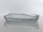 Japanese Sasaki Crystal Glass Sashimi Plate Kozara Vtg Fan Shape Plant Clear Y88