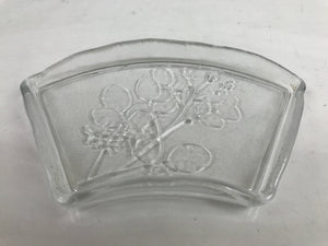 Japanese Sasaki Crystal Glass Sashimi Plate Kozara Vtg Fan Shape Plant Clear Y89