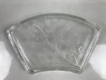 Japanese Sasaki Crystal Glass Sashimi Plate Kozara Vtg Fan Shape Plant Clear Y89