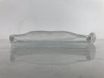 Japanese Sasaki Crystal Glass Sashimi Plate Kozara Vtg Fan Shape Plant Clear Y89