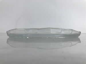 Japanese Sasaki Crystal Glass Sashimi Plate Kozara Vtg Fan Shape Plant Clear Y89